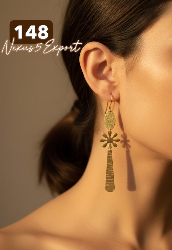Matte Gold Designer Fusion Long Earring
