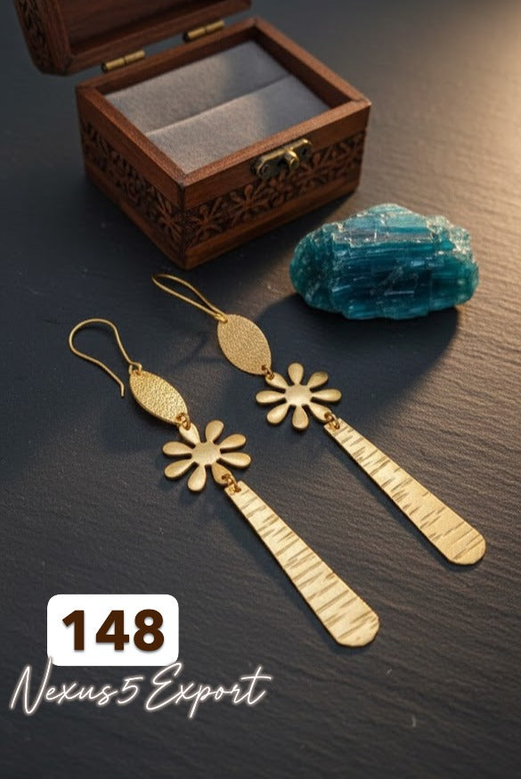 Matte Gold Designer Fusion Long Earring